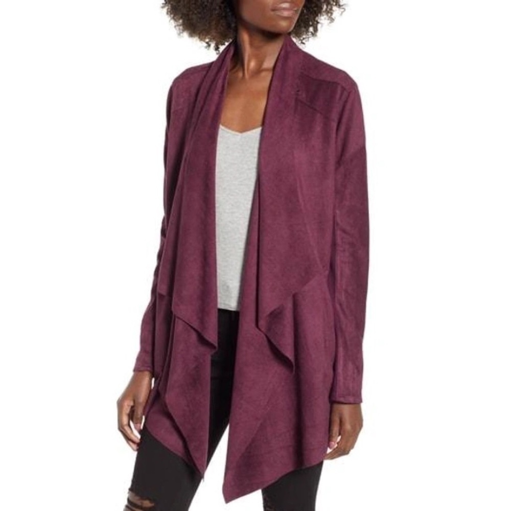 Blank‎ NYC || Cloud Nine Drape Jacket Faux Suede Merlot Red Purple